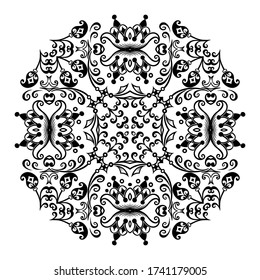 Vector abstrakte schwarze Farbe dekorative Blumenmuster ethnische Ornamentieren Abbildung. 