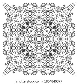 Vector de color negro abstracto decorativo de la ilustración ornamental de la etnia floral floral. 