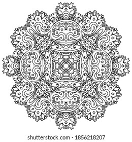 Vector de color negro abstracto decorativo de la ilustración ornamental de la etnia floral floral. 