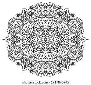 Vector de color negro abstracto decorativo de la ilustración ornamental de la etnia floral floral. 