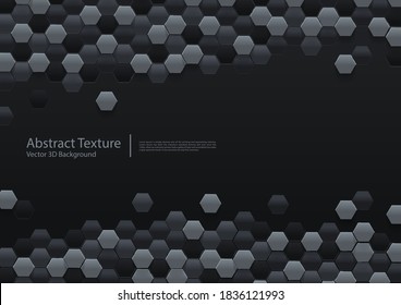 Vector Abstract black hexagonal background, 3D illustration in a4 size design