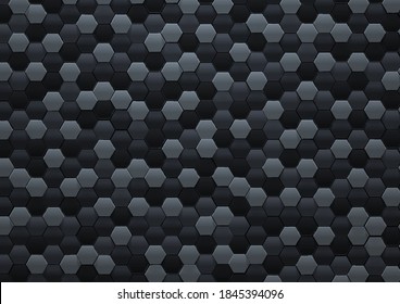 Vector Abstract black hexagonal background, 3D illustration in a4 size design