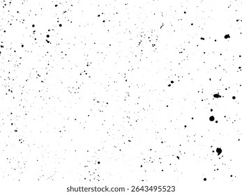 Vector abstract black ink splatter texture on white background. Random paint drops, splashes and stains in grunge style. Perfect for backgrounds, overlays, packaging design, posters