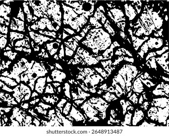Vector abstract black ink splatter texture on white background. Random paint drops, splashes and stains in grunge style. Perfect for backgrounds, overlays, packaging design, posters