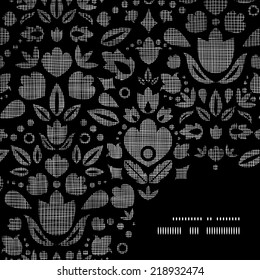 Vector abstract black lace ornamental tulips textile frame corner pattern background
