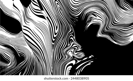 Vector abstract black line background. Art design illustration modern and geometric shape. Elegant texture horizontal banner striped and creative wavy