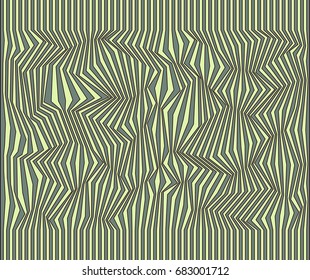 Vector abstract black lines pattern. Waves background with distortion effect. Optical illusion