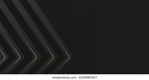 Vector abstract black luxury background with golden lines design. Minimalist premium design. vector illustration Free Vector. Stripes for presentation, banner, card luxury style wallpaper.