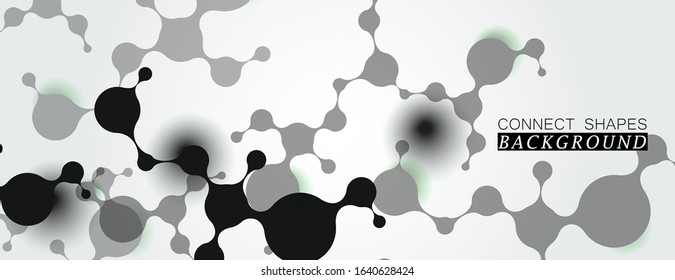 Vector abstract black molecules design and connection atoms illustration. Medical technology background.