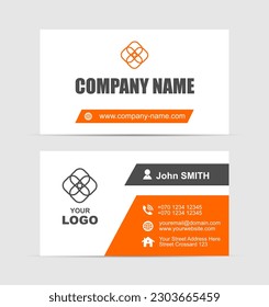 Plantilla de tarjeta de visita abstracta en negro y naranja