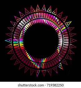 Vector abstract black patterns bright light, rainbow