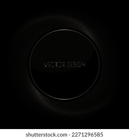 Fondo de la prima negra abstracta del vector con marco de círculo dorado. Moderno y lujoso telón de fondo en color oscuro para exclusivos afiches, banners, invitaciones, tarjetas de visita.