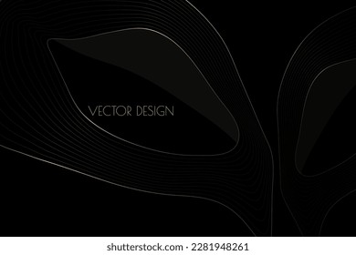 Fondo de la prima negra abstracta del vector con forma amorfa líquido dorado. Lujoso y elegante telón de fondo en color oscuro y efecto cristal. Para carteles exclusivos, banners, invitaciones, tarjetas de visita.