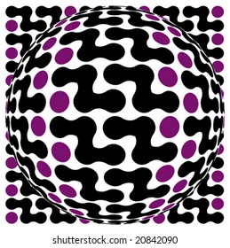 Vector abstract of black and purple convex pattern on white