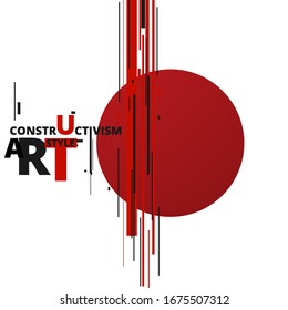 Vector abstract black and red shapes Constructivism Art style design. Geometric figures creates futuristic compostion. Minimalistic modern clean poster in USSR 20s style. For web and print decoration.