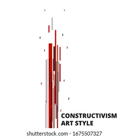 Vector abstract black and red shapes Constructivism Art style design. Geometric figures creates futuristic compostion. Minimalistic modern clean poster in USSR 20s style. For web and print decoration.