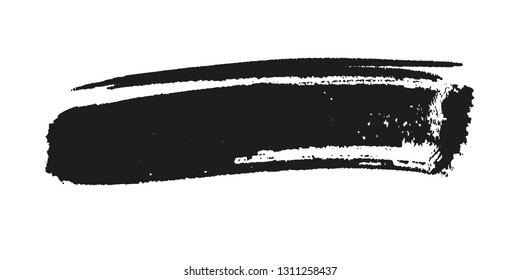 Vector abstract black watercolor brush stroke on white background. Hand drawn.