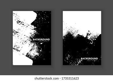 Vector abstract black and white backgroun,brush stroke and stain,flyer grunge style. 