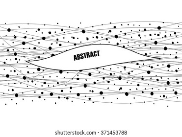 Vector abstract black and white background with lines and dots