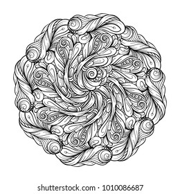 Vector abstract black and white ethnic mandala motif