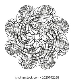 Vector abstract black and white ethnic mandala motif