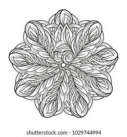 Vector abstract black and white ethnic mandala motif
