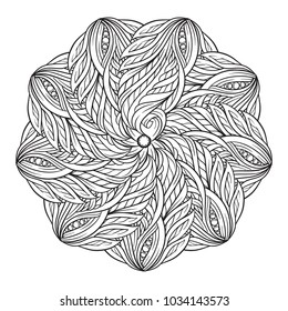 Vector abstract black and white ethnic mandala motif