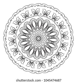 Vector abstract black and white ethnic mandala motif