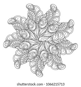 Vector abstract black and white ethnic mandala motif