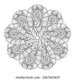 Vector abstract black and white ethnic mandala motif