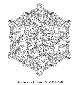 Vector abstract black and white ethnic mandala motif