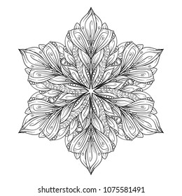 Vector abstract black and white ethnic mandala motif