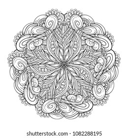 Vector abstract black and white ethnic mandala motif