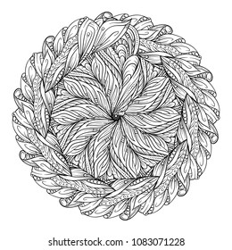 Vector abstract black and white ethnic mandala motif