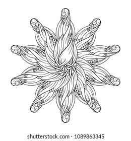 Vector abstract black and white ethnic mandala motif