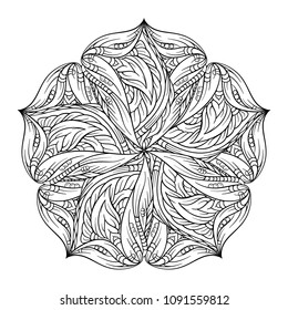 Vector abstract black and white ethnic mandala motif