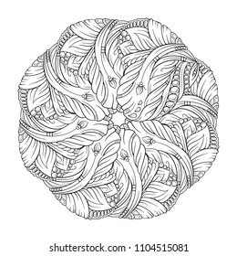 Vector abstract black and white ethnic mandala motif