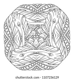Vector abstract black and white ethnic mandala motif