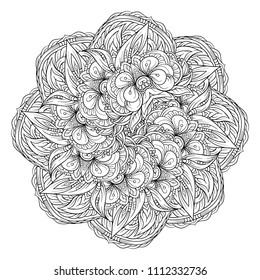 Vector abstract black and white ethnic mandala motif