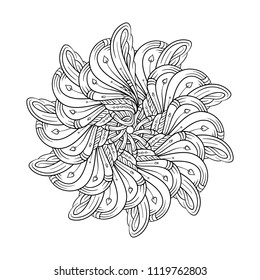 Vector abstract black and white ethnic mandala motif