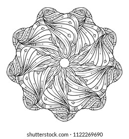 Vector abstract black and white ethnic mandala motif