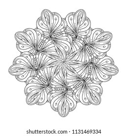 Vector abstract black and white ethnic mandala motif