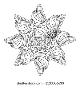 Vector abstract black and white ethnic star shape mandala motif