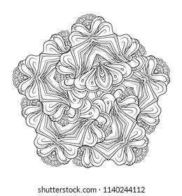 Vector abstract black and white ethnic mandala motif
