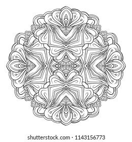 Vector abstract black and white ethnic mandala motif