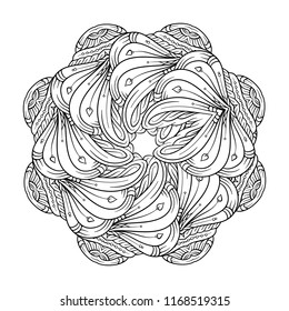 Vector abstract black and white ethnic mandala motif