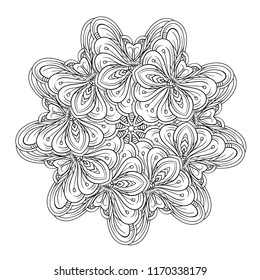 Vector abstract black and white ethnic mandala motif