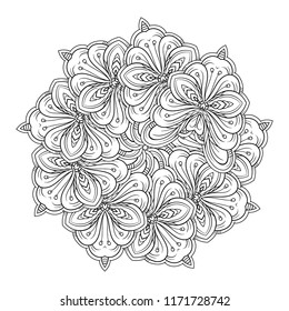 Vector abstract black and white ethnic mandala motif