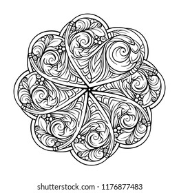 Vector abstract black and white ethnic mandala motif