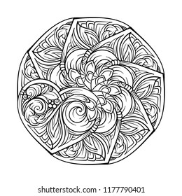 Vector abstract black and white ethnic mandala motif